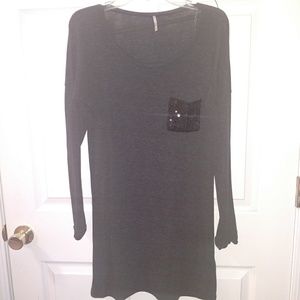Poof dark grey tunic top dress small